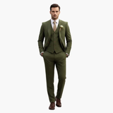 Men's Three-Piece Formal Suit – Blazer, Vest & Straight-Leg Trousers