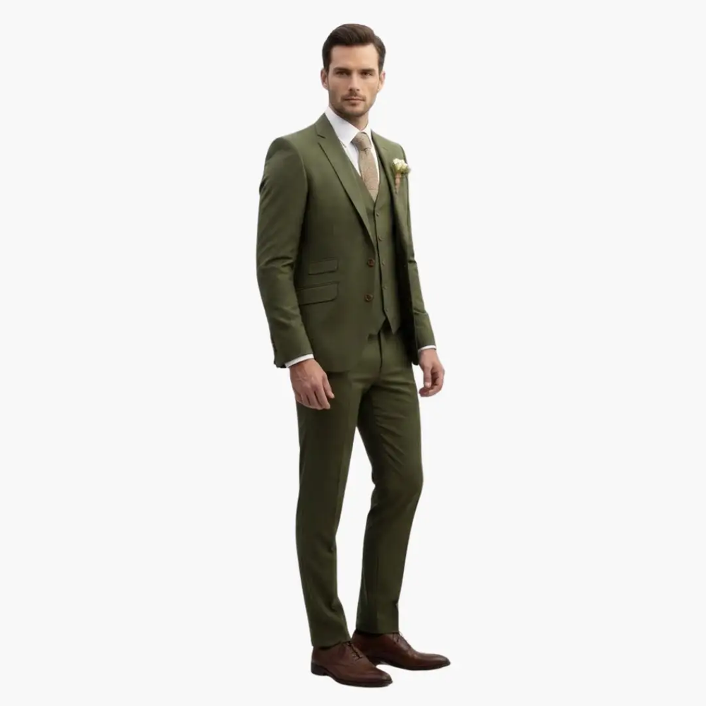 Men's Three-Piece Formal Suit – Blazer, Vest & Straight-Leg Trousers