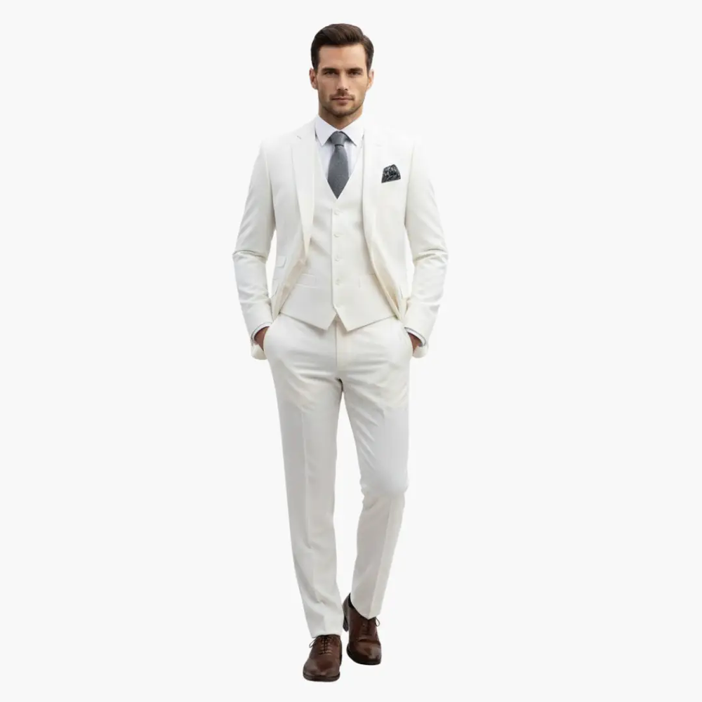 Men's Three-Piece Formal Suit – Blazer, Vest & Straight-Leg Trousers