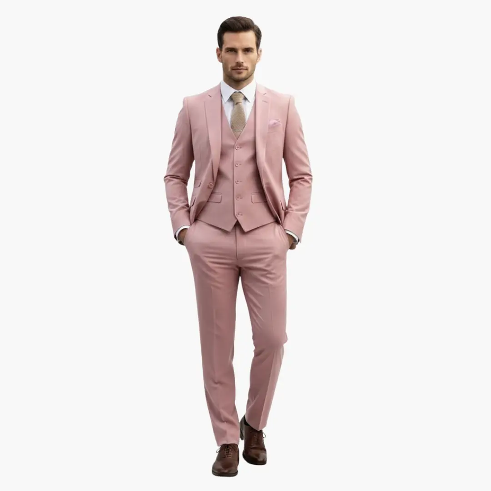 Men's Three-Piece Formal Suit – Blazer, Vest & Straight-Leg Trousers