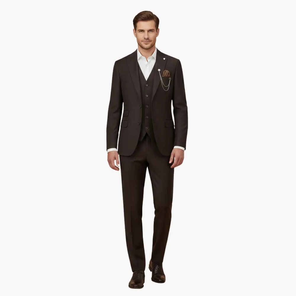 Men's Three-Piece Suit – Notch Lapel, Vest Included & Tailored Fit