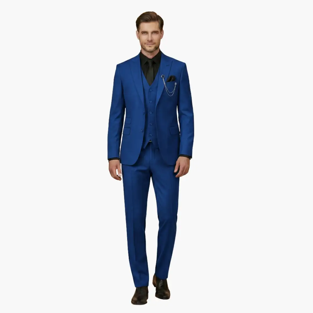 Men's Three-Piece Suit – Notch Lapel, Vest Included & Tailored Fit