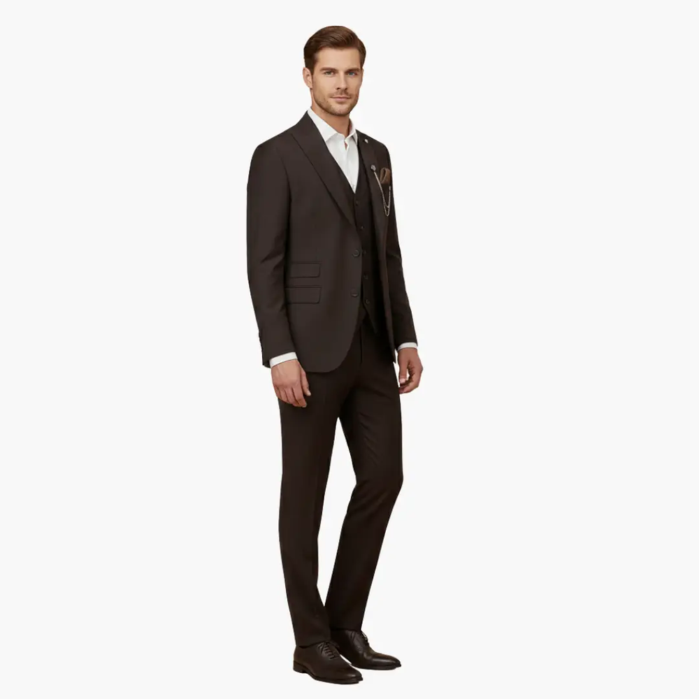 Men's Three-Piece Suit – Notch Lapel, Vest Included & Tailored Fit