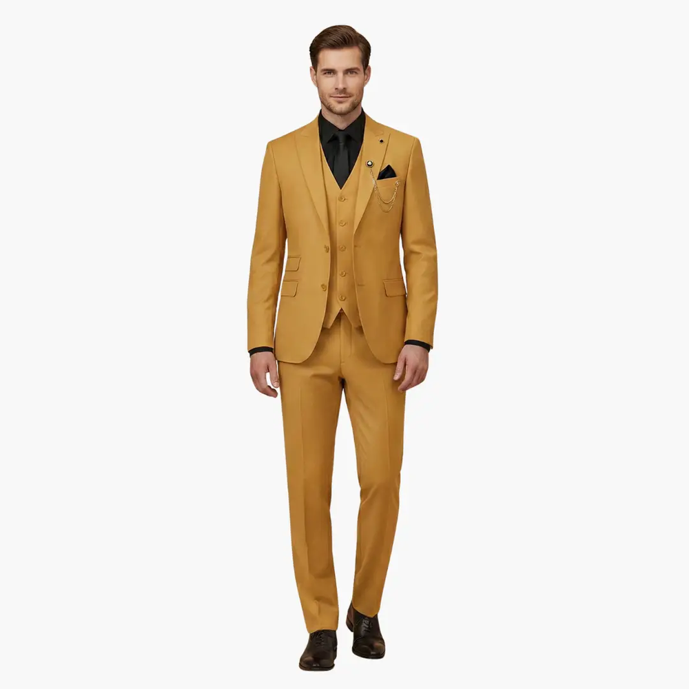 Men's Three-Piece Suit – Notch Lapel, Vest Included & Tailored Fit