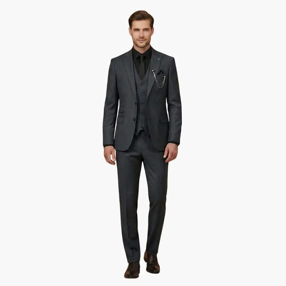 Men's Three-Piece Suit – Notch Lapel, Vest Included & Tailored Fit