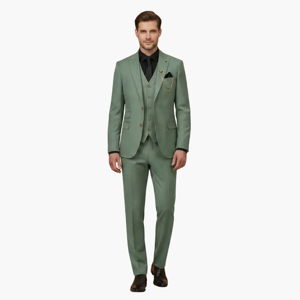 Men's Three-Piece Suit – Notch Lapel, Vest Included & Tailored Fit