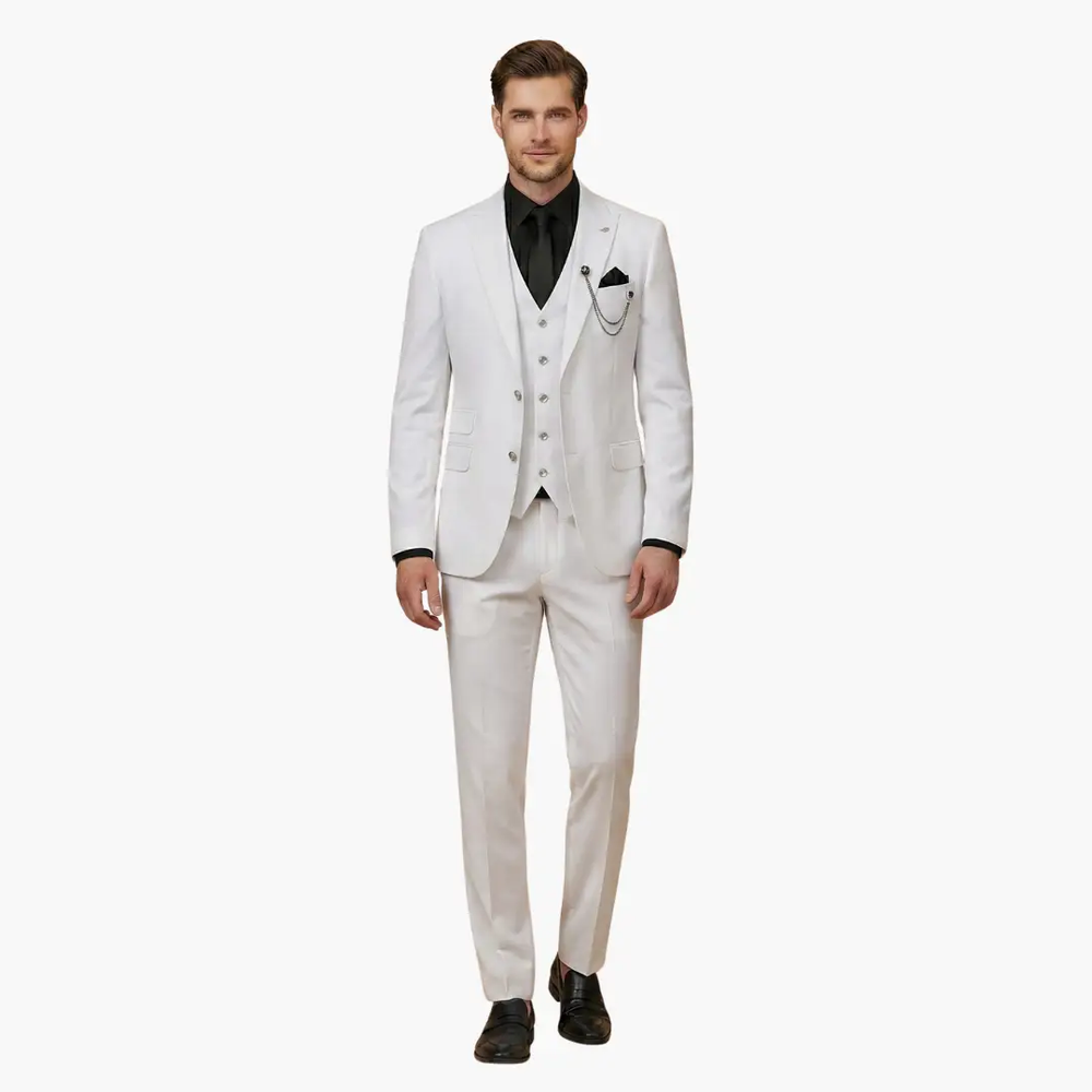Men's Three-Piece Suit – Notch Lapel, Vest Included & Tailored Fit
