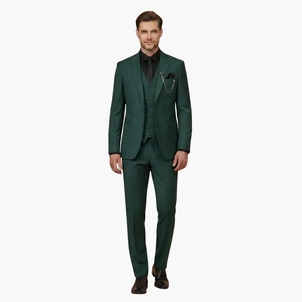 Men's Three-Piece Suit – Notch Lapel, Vest Included & Tailored Fit