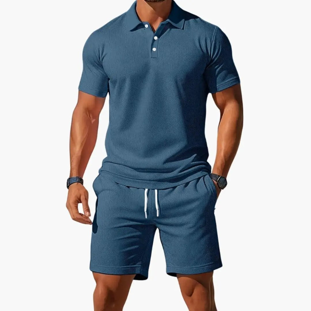 Men's Polo Shirt Set – Collared Shirt, Matching Shorts & Two-Piece