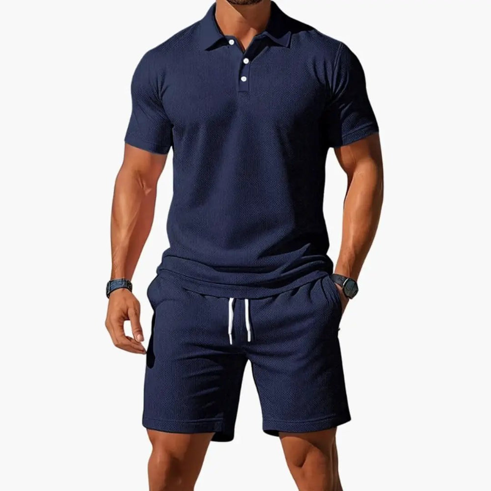 Men's Polo Shirt Set – Collared Shirt, Matching Shorts & Two-Piece
