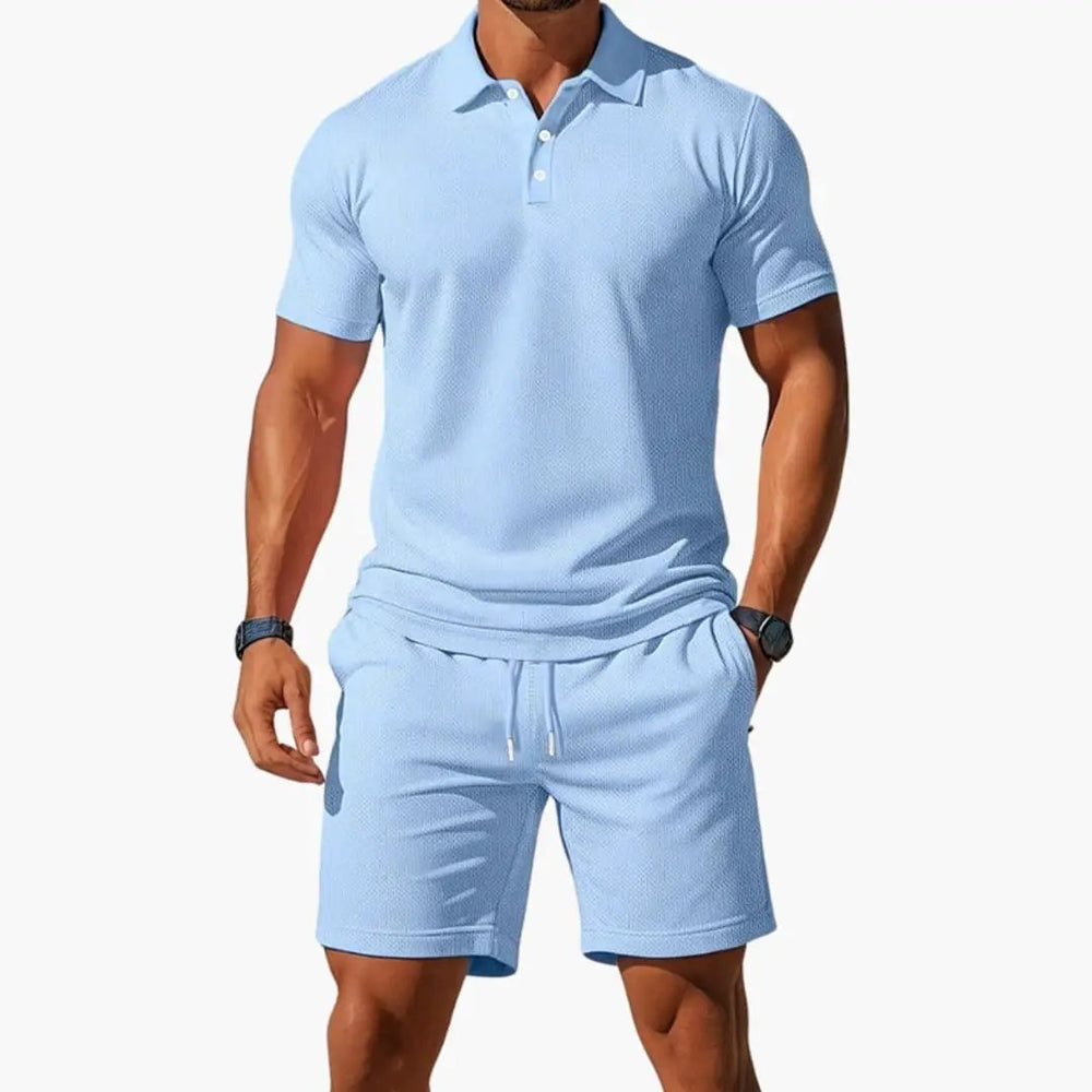 Men's Polo Shirt Set – Collared Shirt, Matching Shorts & Two-Piece