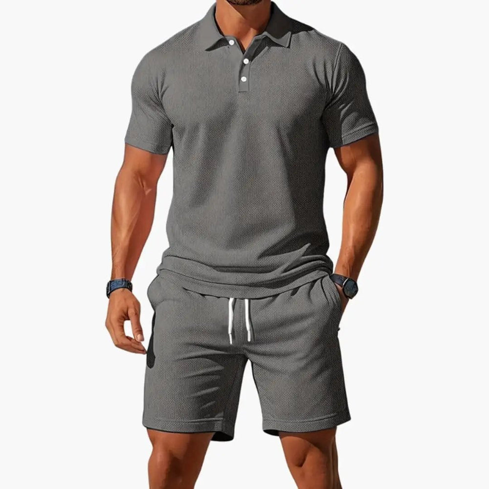 Men's Polo Shirt Set – Collared Shirt, Matching Shorts & Two-Piece