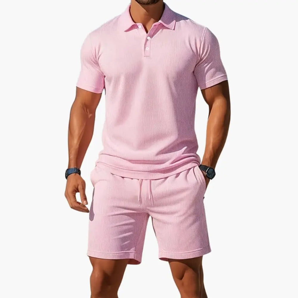 Men's Polo Shirt Set – Collared Shirt, Matching Shorts & Two-Piece