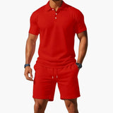 Men's Polo Shirt Set – Collared Shirt, Matching Shorts & Two-Piece
