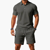 Men's Polo Shirt Set – Collared Shirt, Matching Shorts & Two-Piece
