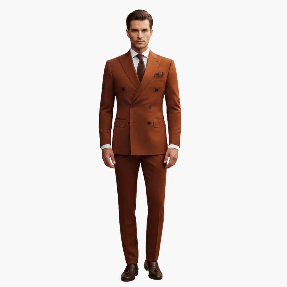 Men's Double-Breasted Suit – Two-Piece, Notch Lapel & Slim-Fit Trousers