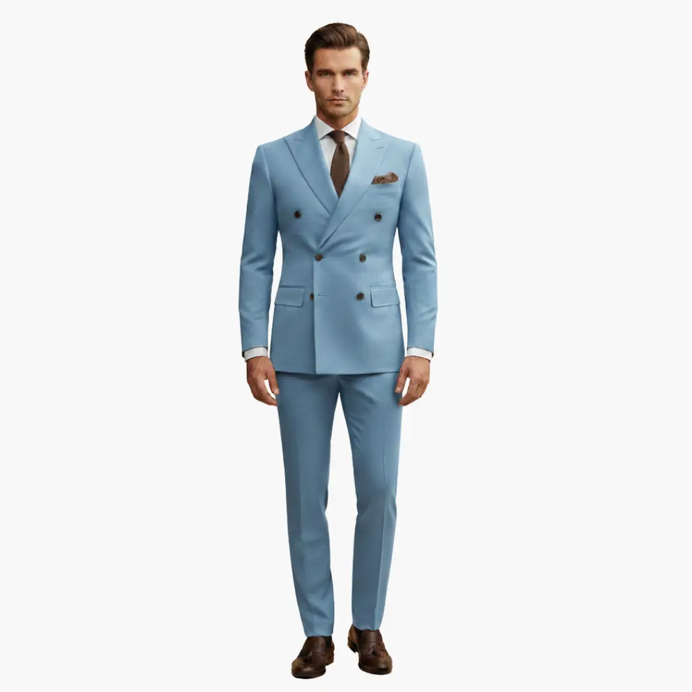 Men's Double-Breasted Suit – Two-Piece, Notch Lapel & Slim-Fit Trousers
