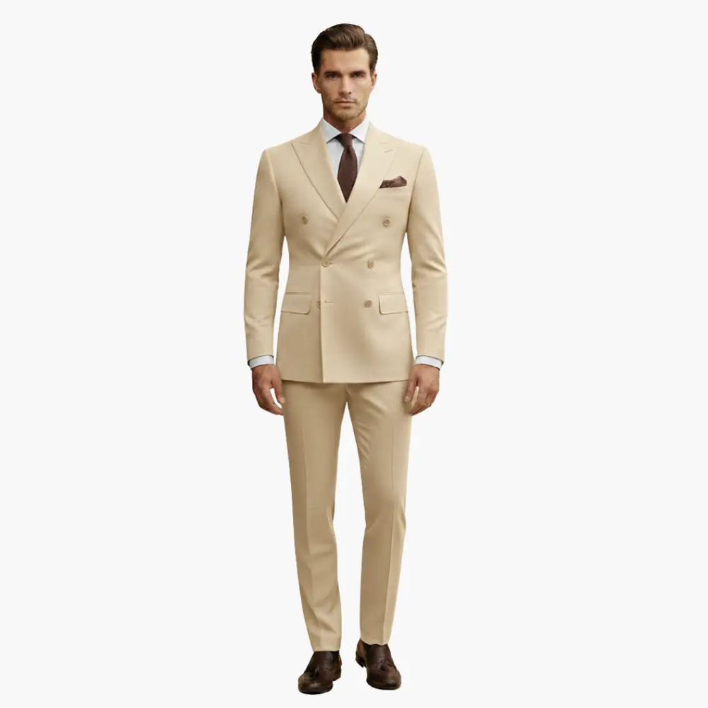 Men's Double-Breasted Suit – Two-Piece, Notch Lapel & Slim-Fit Trousers