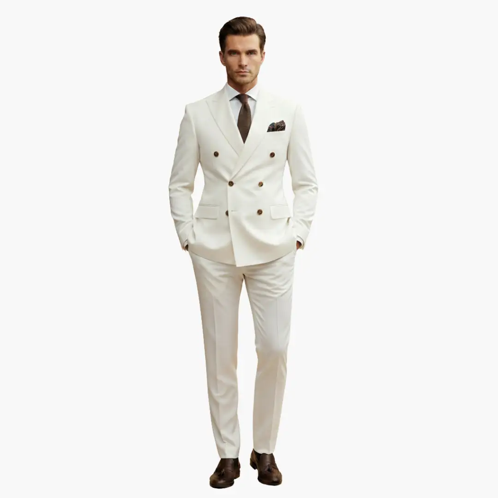 Men's Double-Breasted Suit – Two-Piece, Notch Lapel & Slim-Fit Trousers