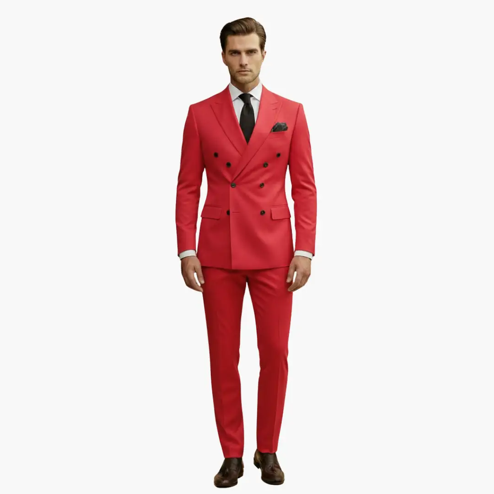 Men's Double-Breasted Suit – Two-Piece, Notch Lapel & Slim-Fit Trousers
