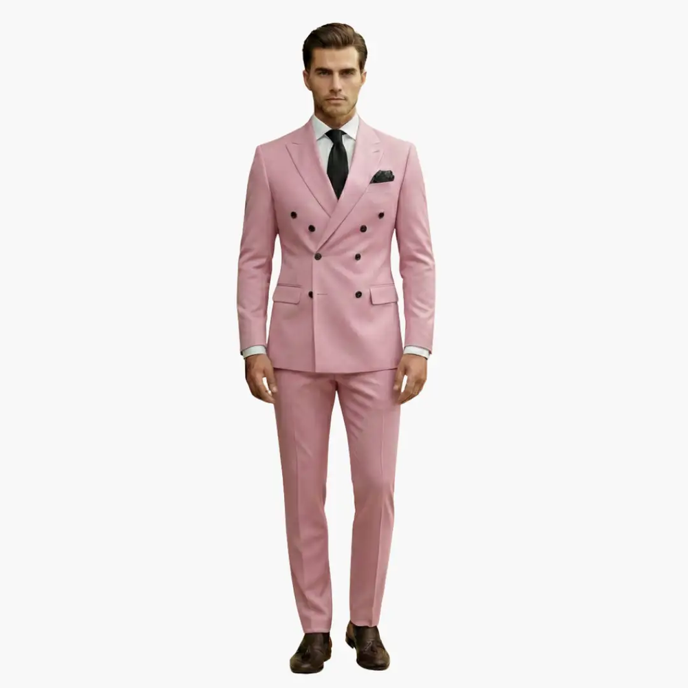 Men's Double-Breasted Suit – Two-Piece, Notch Lapel & Slim-Fit Trousers