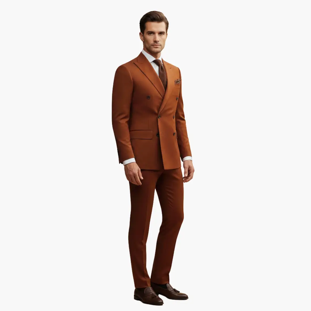 Men's Double-Breasted Suit – Two-Piece, Notch Lapel & Slim-Fit Trousers