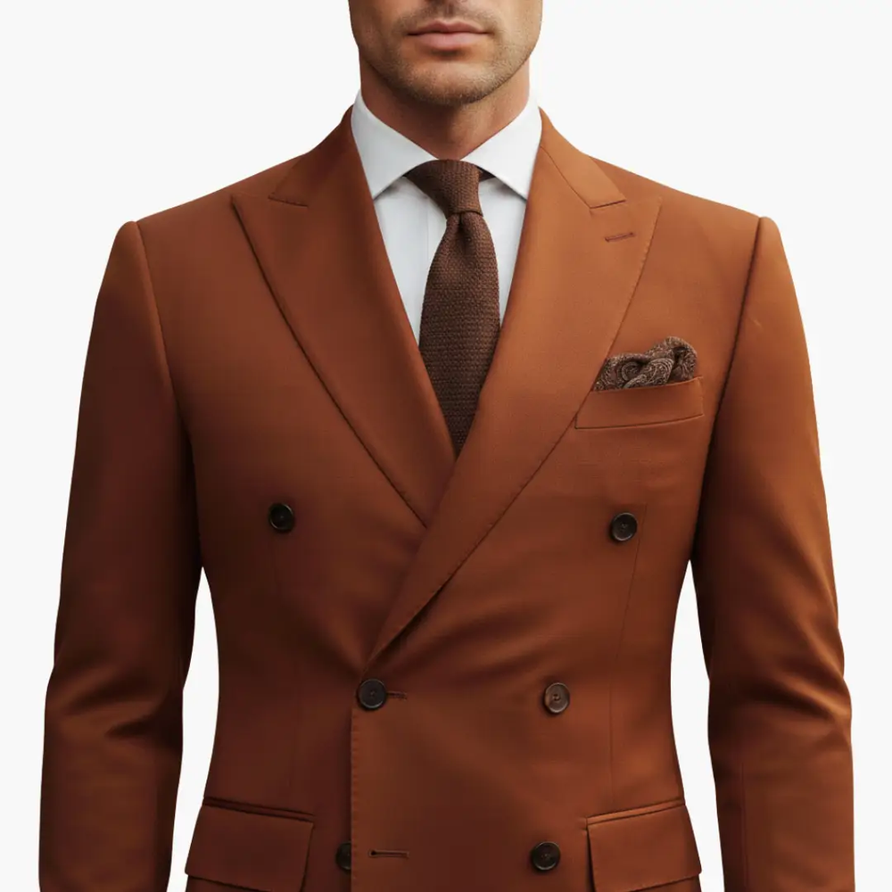 Men's Double-Breasted Suit – Two-Piece, Notch Lapel & Slim-Fit Trousers