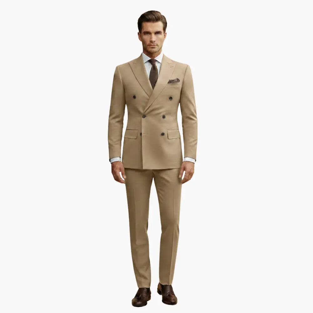 Men's Double-Breasted Suit – Two-Piece, Notch Lapel & Slim-Fit Trousers
