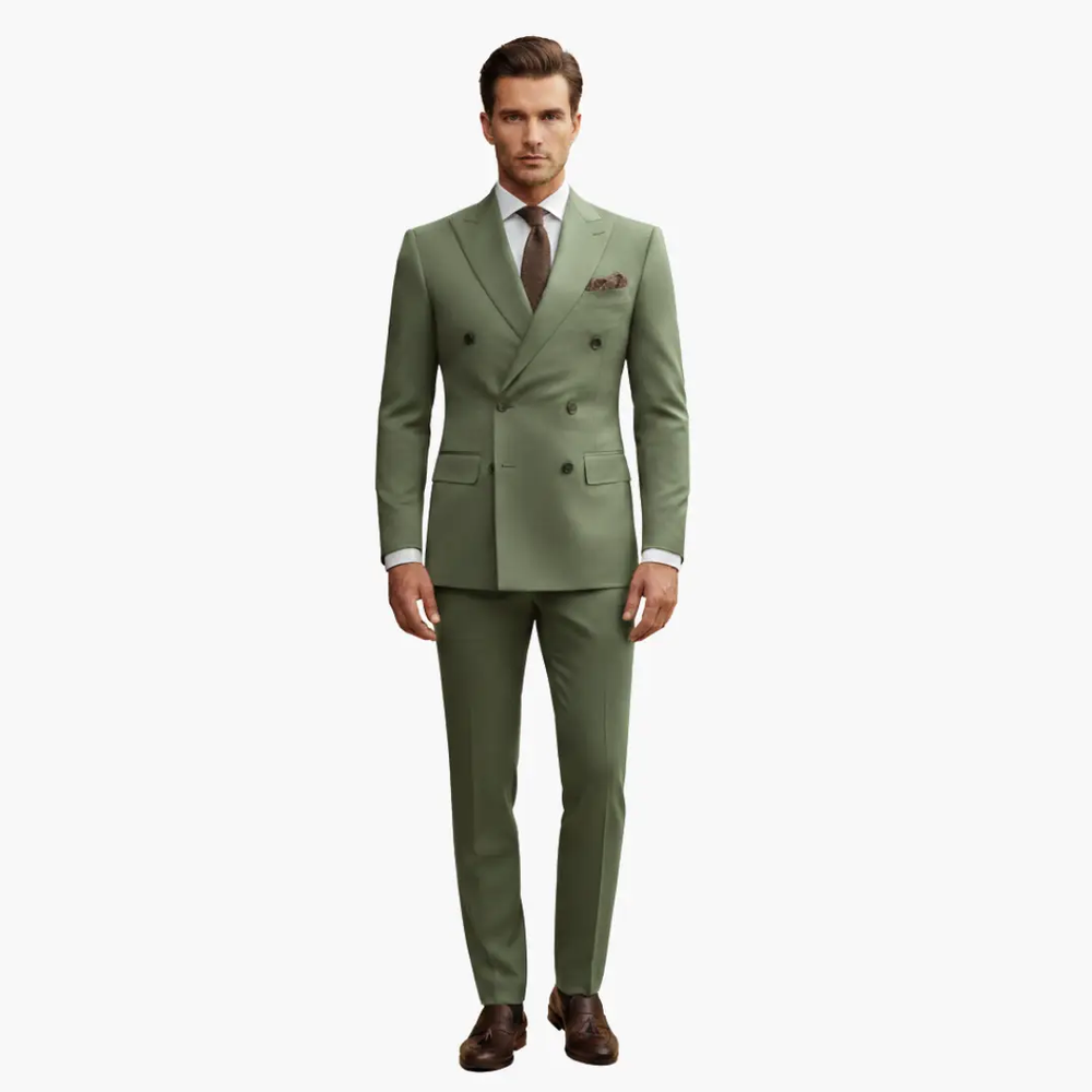 Men's Double-Breasted Suit – Two-Piece, Notch Lapel & Slim-Fit Trousers
