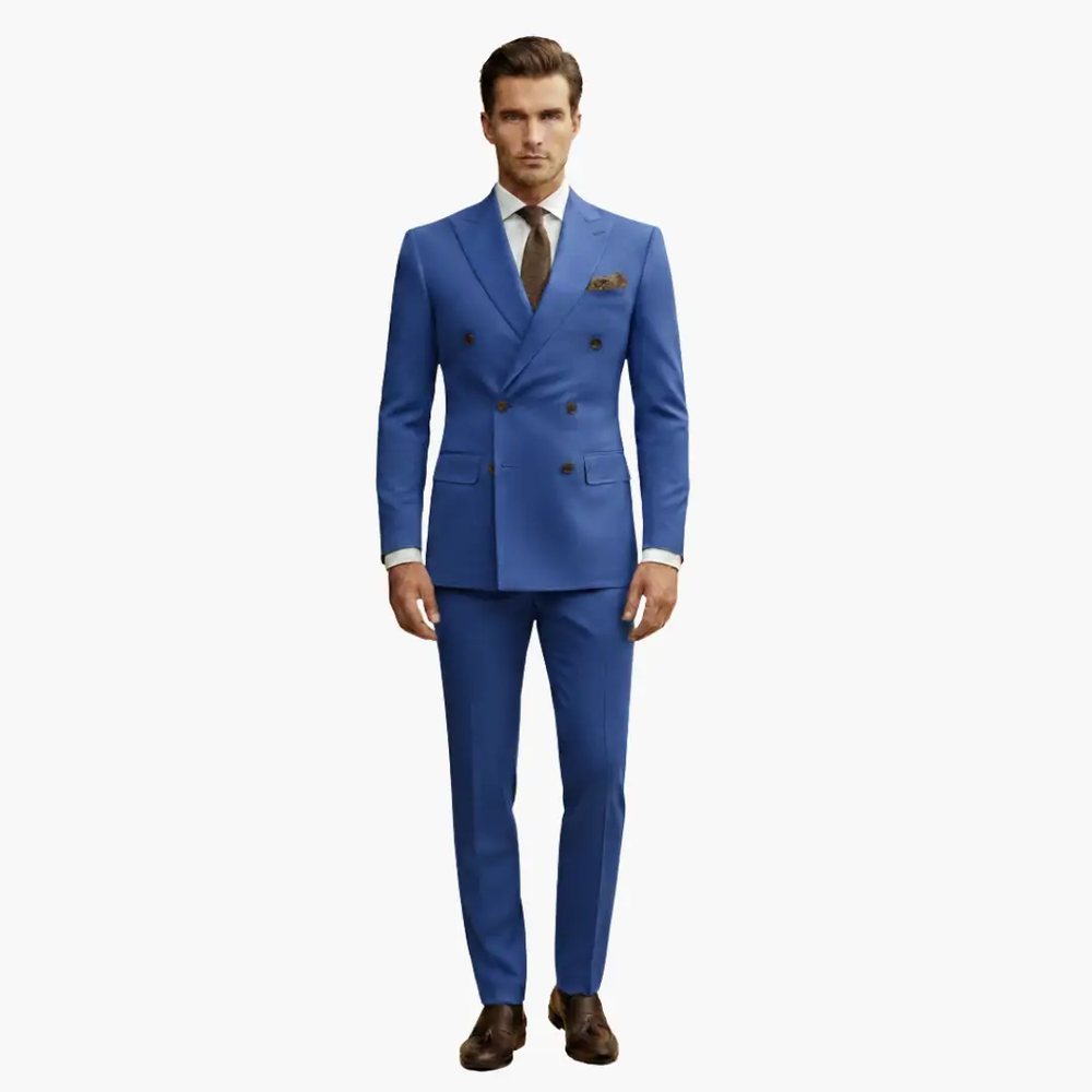 Men's Double-Breasted Suit – Two-Piece, Notch Lapel & Slim-Fit Trousers