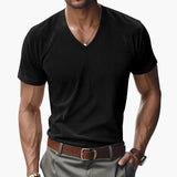 Men's T-Shirt – V-Neck, Textured Finish & Short Sleeve