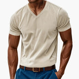 Men's T-Shirt – V-Neck, Textured Finish & Short Sleeve