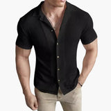 Men's Waffle Knit T-Shirt – Crew Neck, Short Sleeve & Spliced Panels