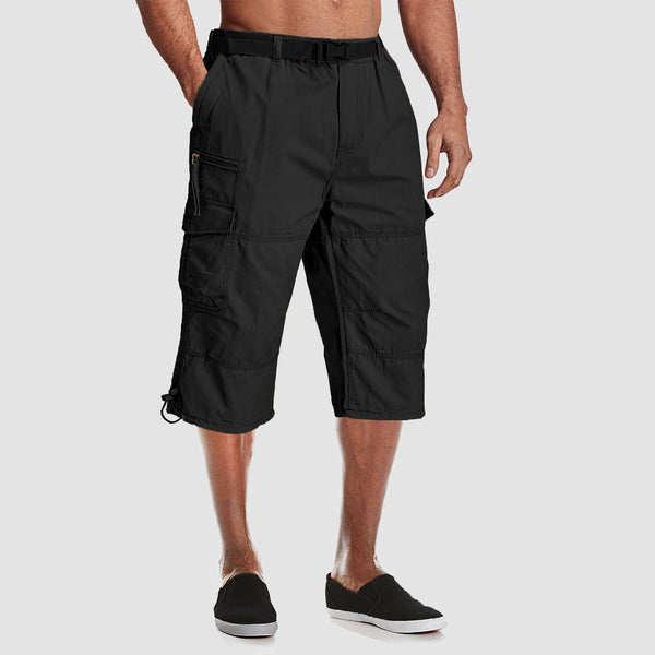 Men's Below Knee Cargo Shorts - Cotton, 7 Pockets, Work Capris 0