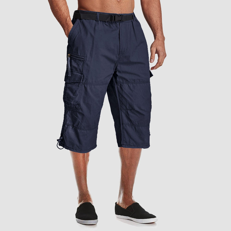 Men's Below Knee Cargo Shorts - Cotton, 7 Pockets, Work Capris 10