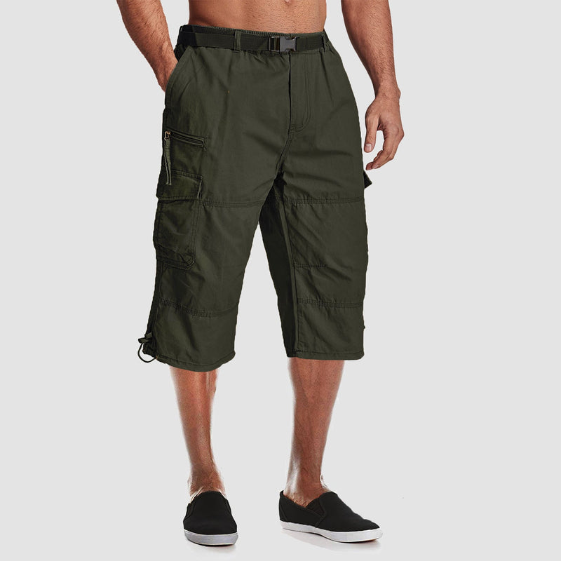 Men's Below Knee Cargo Shorts - Cotton, 7 Pockets, Work Capris 12