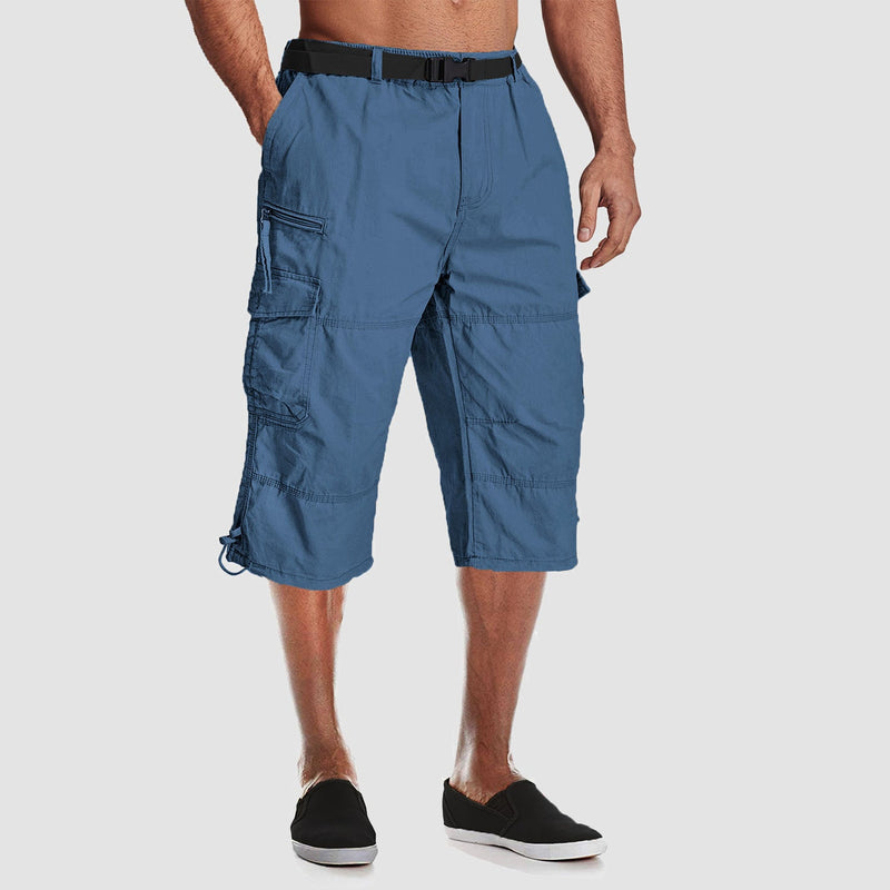 Men's Below Knee Cargo Shorts - Cotton, 7 Pockets, Work Capris 14