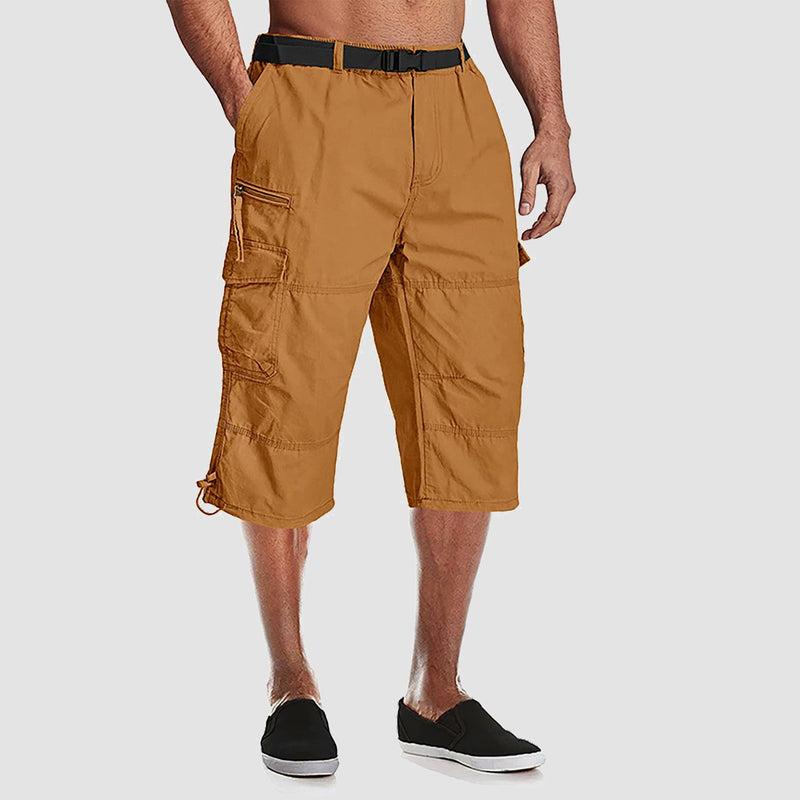 Men's Below Knee Cargo Shorts - Cotton, 7 Pockets, Work Capris 16