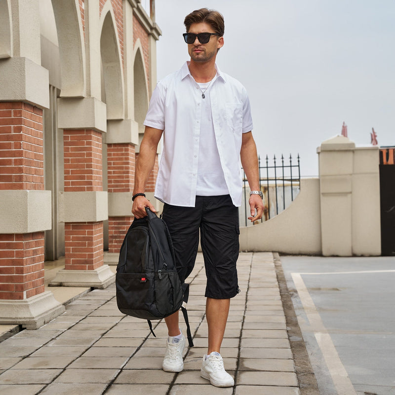 Men's Below Knee Cargo Shorts - Cotton, 7 Pockets, Work Capris 2