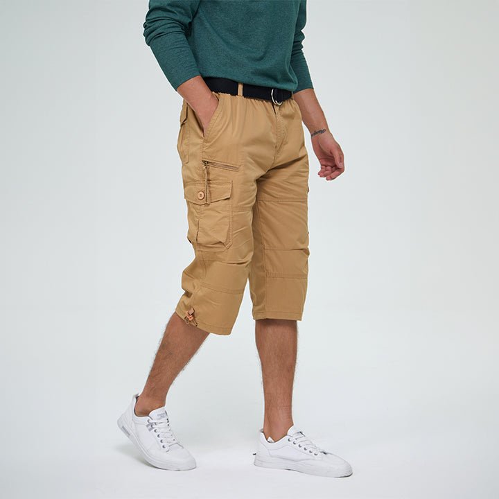 Men's Below Knee Cargo Shorts - Cotton, 7 Pockets, Work Capris 7