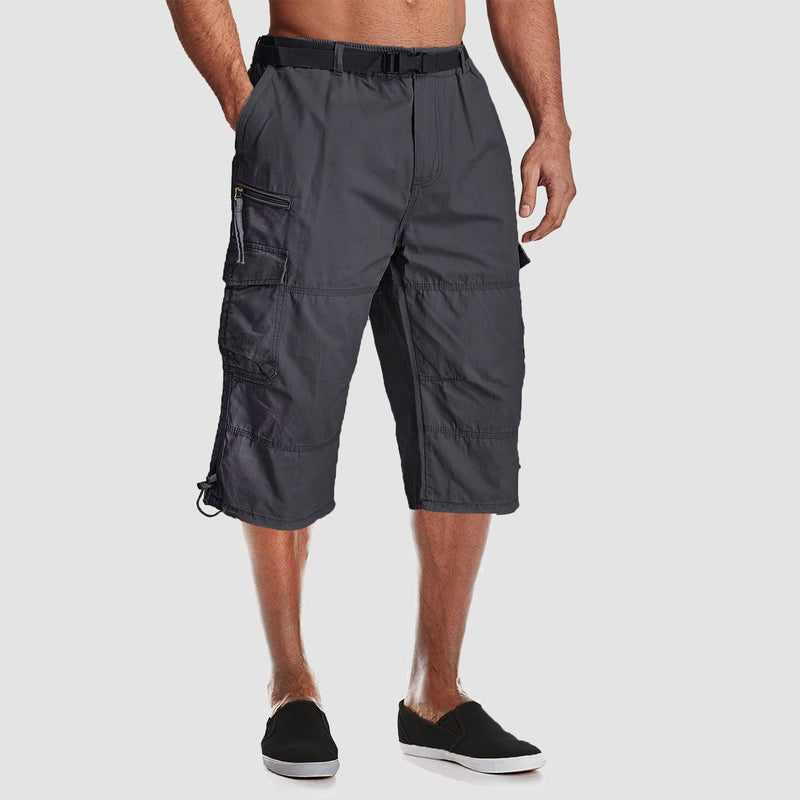 Men's Below Knee Cargo Shorts - Cotton, 7 Pockets, Work Capris 9