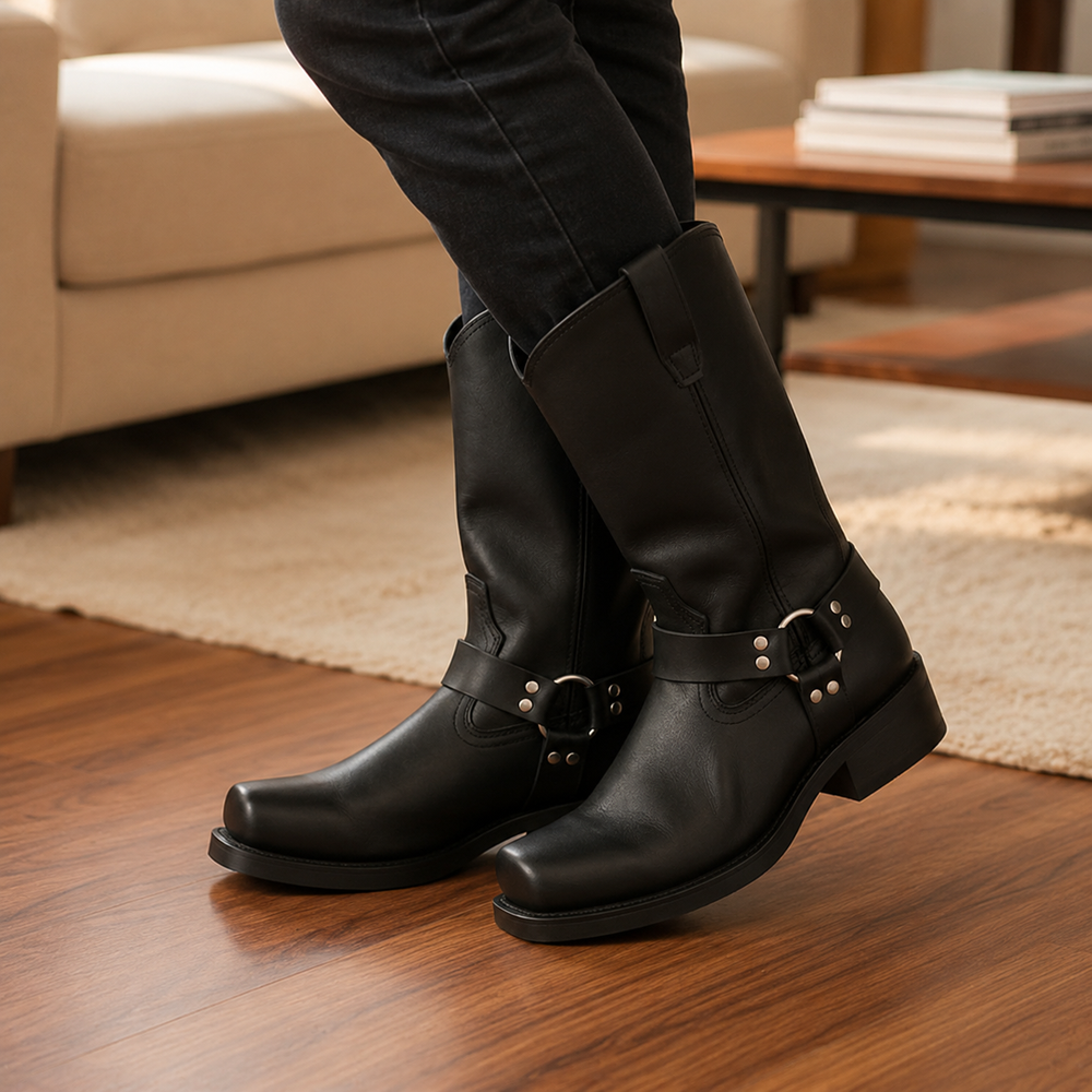 Men's Boots Harness Slip On Oil Resistant | Motorcycle Boots