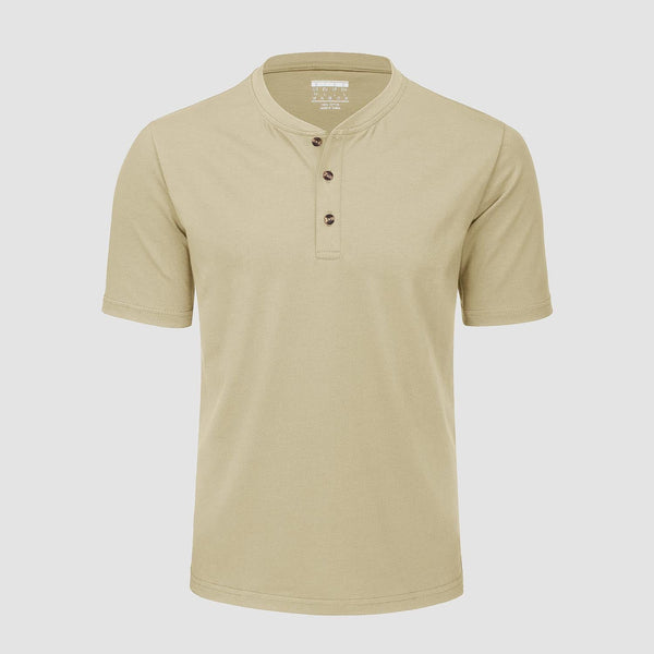 Men's Cotton Henley Shirt Casual Summer T-Shirt 0