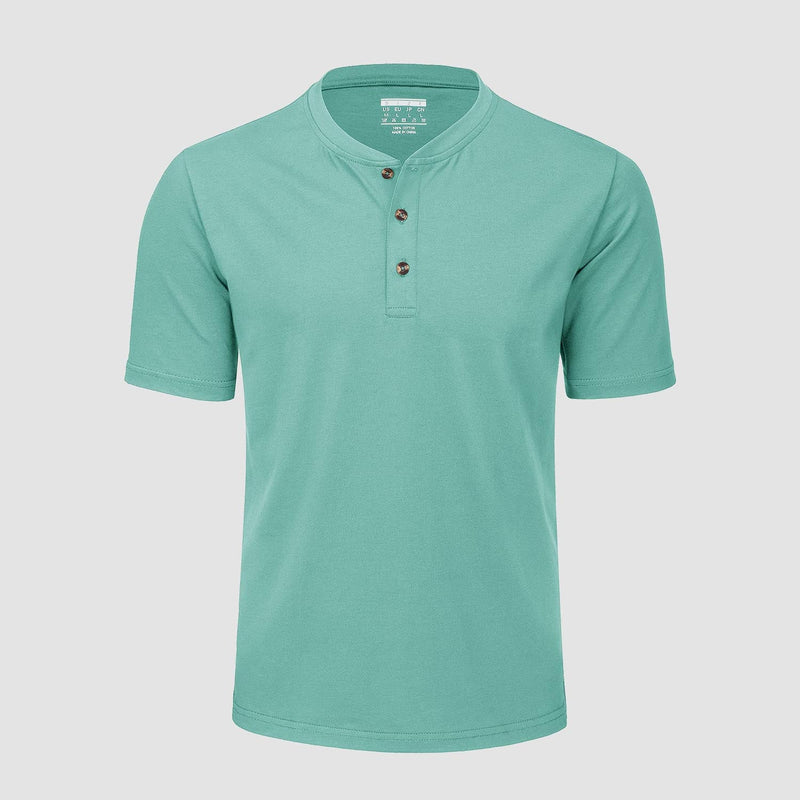 Men's Cotton Henley Shirt Casual Summer T-Shirt 14