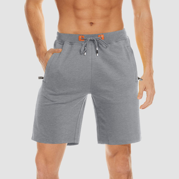 Men's Cotton Jogger Shorts - Elastic Waist, Zipper Pockets 0