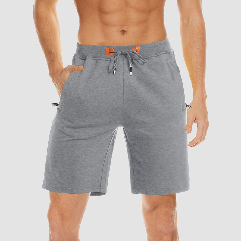 Men's Cotton Jogger Shorts - Elastic Waist, Zipper Pockets 0