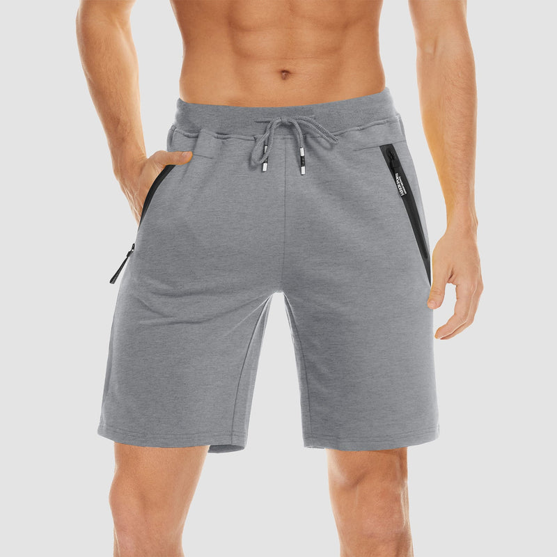 Men's Cotton Jogger Shorts - Elastic Waist, Zipper Pockets 10