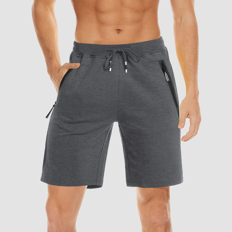 Men's Cotton Jogger Shorts - Elastic Waist, Zipper Pockets 11