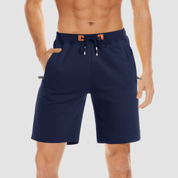 Men's Cotton Jogger Shorts - Elastic Waist, Zipper Pockets 1