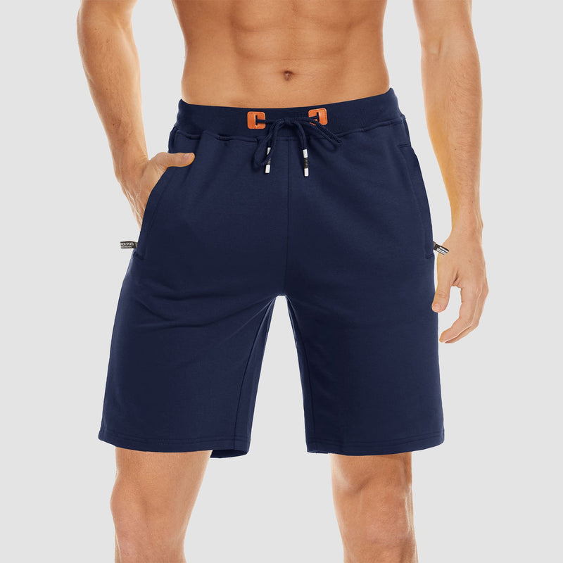 Men's Cotton Jogger Shorts - Elastic Waist, Zipper Pockets 1